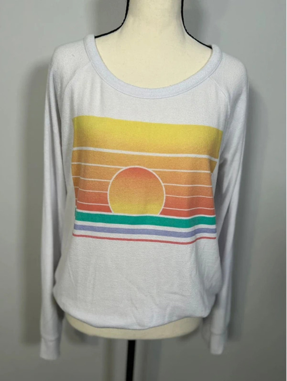 Chaser Sunset Graphic Long Sleeve Sweatshirt Size L | Boho Retro